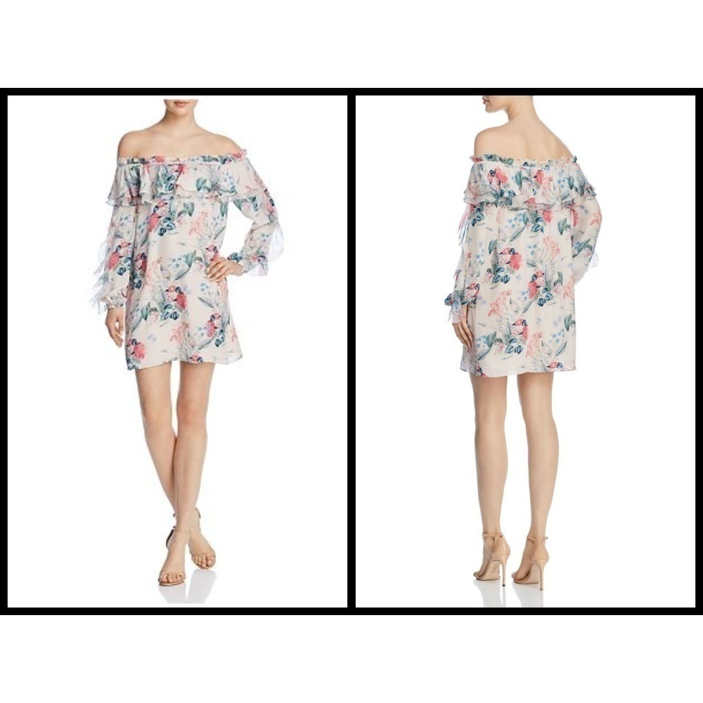 Parker Off The Shoulder 100% Silk Floral Dress